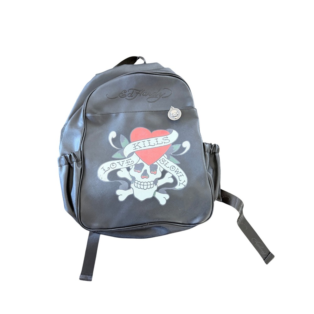 Ed Hardy Backpack Black New Love Kills Slowly Skull